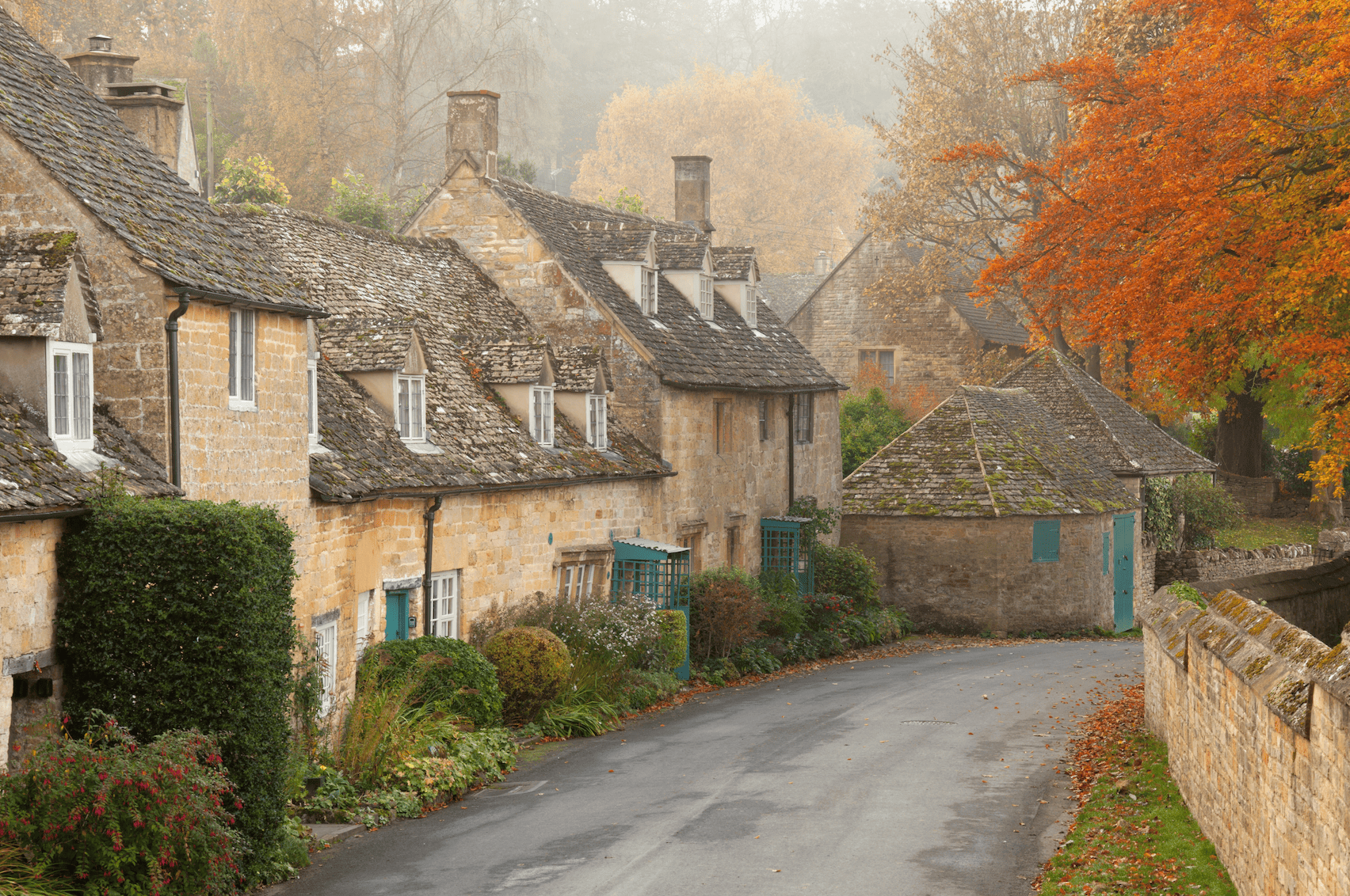 The Cotswolds village during autumn